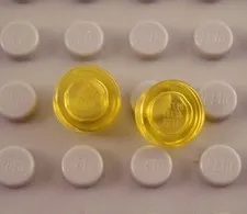 New LEGO Lot of 2 Translucent Yellow 1x1 Round Flat Smooth Tile Pieces