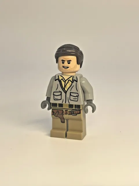LEGO Orbital Minifigs - Indiana Jones Pad Printed Custom - Light Bluish Gray