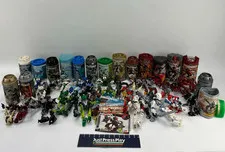 Huge Lot of Lego Bionicle 28+ Figures w/ Some Canisters & Manuals Look!