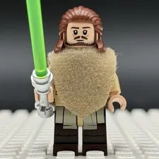 LEGO Star Wars Qui-Gon Jinn Minifigure Jedi Dark Brown Beard 75383 sw1334b
