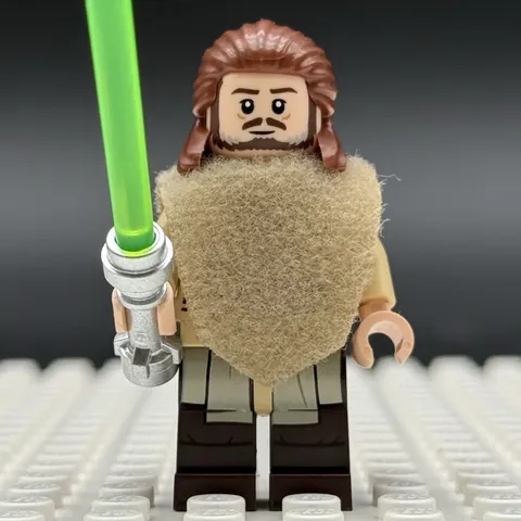 LEGO Star Wars Qui-Gon Jinn Minifigure Jedi Dark Brown Beard 75383 sw1334b