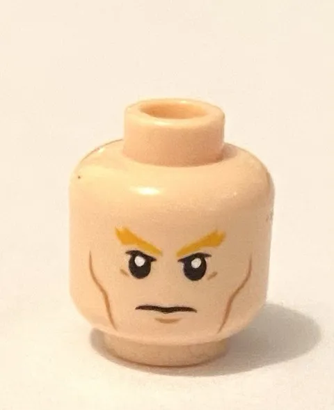 LEGO 2 Sided Male Nougat Head, Cheek Lines, Very Serious Look / Mad Angry Upset