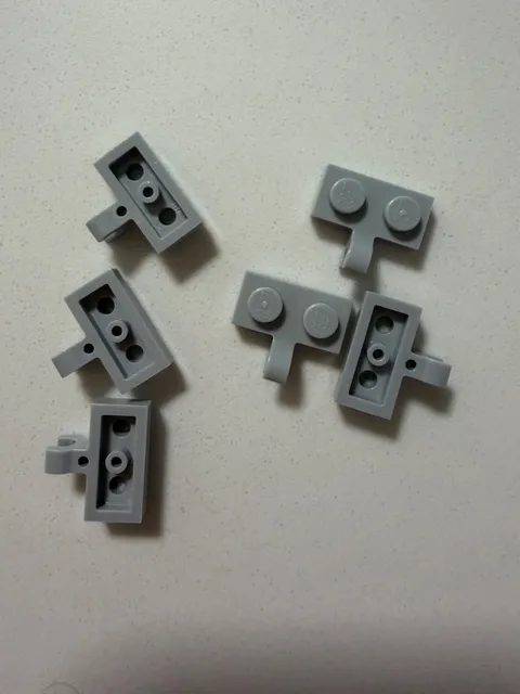 LEGO 11476 (6pcs) Light Bluish Gray Plate Modified 1 x 2 w Clip Horizontal