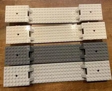 LEGO Lot of 4 Part 87058 Train Base 6 x 34 Split-Level Dark Gray, Gray And White