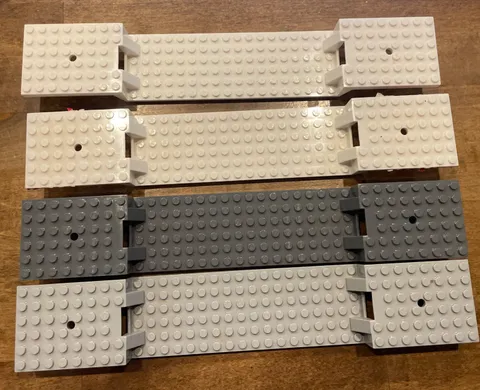 LEGO Lot of 4 Part 87058 Train Base 6 x 34 Split-Level Dark Gray, Gray And White