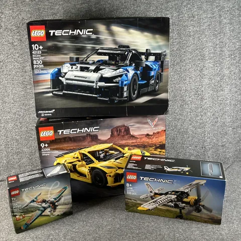 LEGO Technic 4 Set Bundle Race Plane McLaren Senna Corvette Stingray NIB Sealed