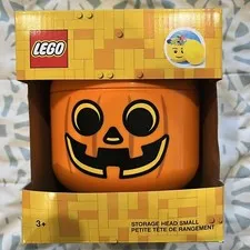 🔥 LEGO Halloween Small Storage Head Stackable Candy Container w/Lid Pumpkin NEW