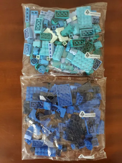 LEGO Sealed Bag of Light Blue/Teal & Blue/Navy LEGO Bricks Building Block Pieces