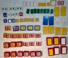 LEGO  Lot of Windows, Doors, Shutters, 75 pieces, assorted colors, styles