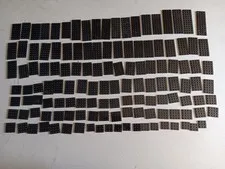 LEGO BULK LOT 130 BLACK FLAT PLATES 3X3 4X4 4X6 4X8 4X10 4X12