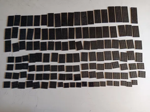 LEGO BULK LOT 130 BLACK FLAT PLATES 3X3 4X4 4X6 4X8 4X10 4X12
