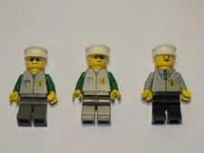 LEGO  Bank Employee Minifigure  City Town Vintage? White Hats Lot of 3