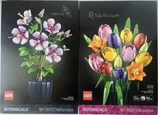 Lot of 2 LEGO Botanicals: Hibiscus (10372) & Tulip Bouquet (11501)