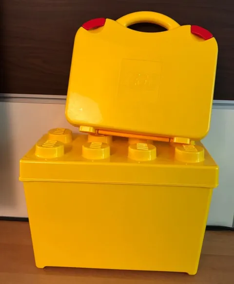 LEGO Yellow Storage Brick 8 Stud Container Bin Box + Carry Case w Dividers