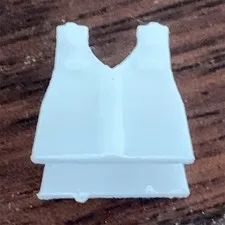 White 3D printed army vest. Compatible with Lego figurines.