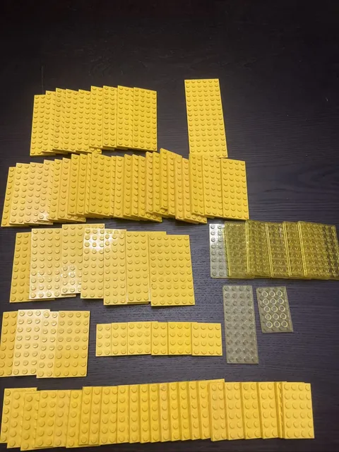 LEGO Yellow Plate Lot 83 Pieces 6x16 4x12 4x10 Translucent Used