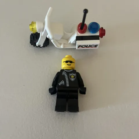LEGO White Motorcycle & Police Mini-figure. 