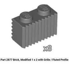 NEW LEGO Parts Dark Bluish Gray Brick 1 x 2 Grille - 2877 - Lot of 8 - 4210636