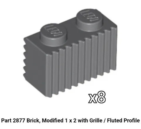 NEW LEGO Parts Dark Bluish Gray Brick 1 x 2 Grille - 2877 - Lot of 8 - 4210636