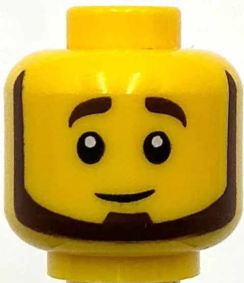 Lego New Minifigure Head Dual Sided Dark Brown Eyebrows and Beard Piece