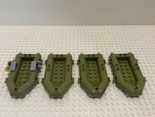 (4) LEGO Rubber Raft Life Boat Row Boat Lot -OLIVE GREEN-#30086