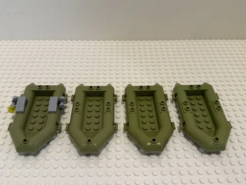 (4) LEGO Rubber Raft Life Boat Row Boat Lot -OLIVE GREEN-#30086