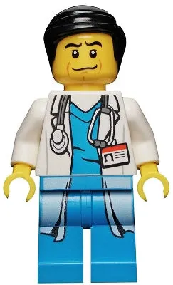 LEGO® Minifigure Town cty0319 Doctor Long Lab Coat over Dark Azure Shirt Stethos