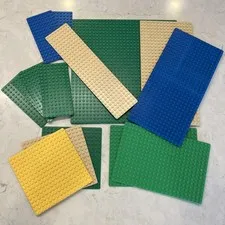 LEGO Baseplate Base Plates Thin x15 Yellow Green Blue Tan SET LOT of 15
