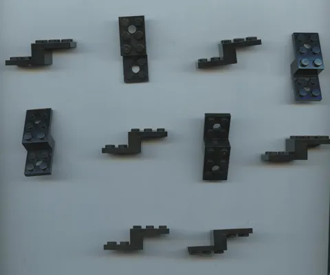 LEGO x 10 Black Bracket 5 x 2 x 1 1/3 with 2 Holes and Bottom Tube 11215