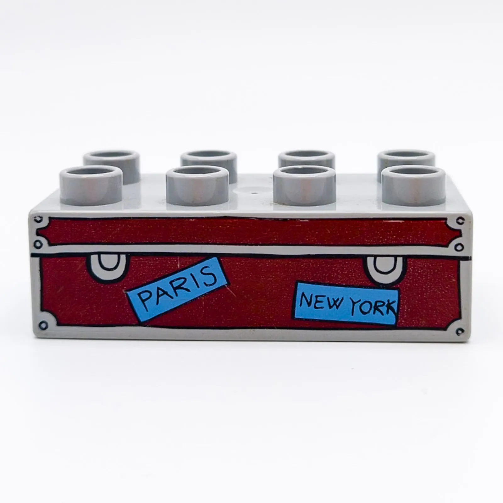 LEGO DUPLO Theme Brick Suitcase Holiday Travel Paris New York 2x4 Grey 3011pb004