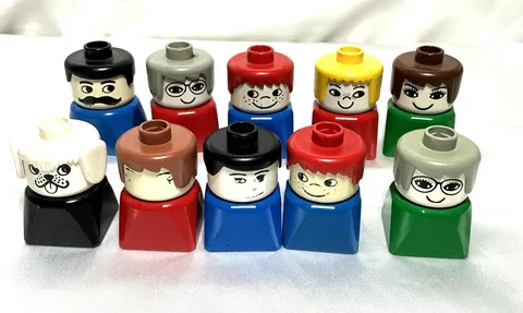 10 Lego Duplo Vintage Square Figures People Dog
