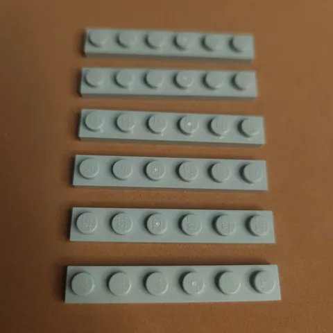 LEGO 3666 Plate 1 x 6 Light Bluish Gray x6 Genuine