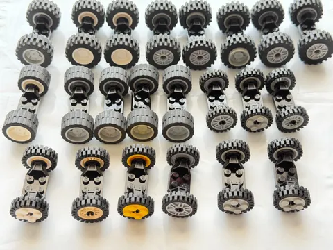 Lego 1/2+ Lb Pound 8.9 oz Matched Wheels/Tires/Axles Cars Trucks Medium Size V2