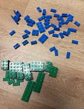 LEGO Blue & Green Plastic Bricks and Plates Assorted Parts Lot