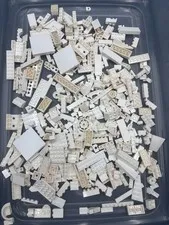 1 lb. Bulk Mixed White Legos - standard blocks and unique pieces (Lot E)