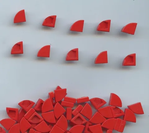 LEGO x 60 Red Tile, Round 1 x 1 Quarter 25269