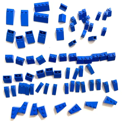 LEGO Blue Specialty Slopes Lot - Roof Bricks, Inverted, Left Right Wedges MOC