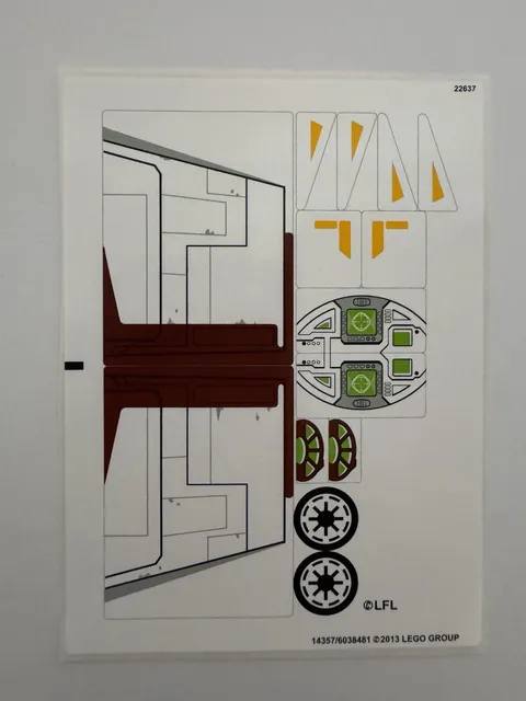 Lego Star Wars: Republic Gunship 75021 Sticker Sheet