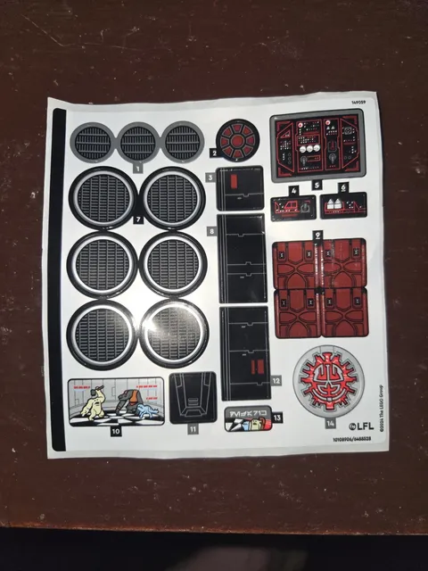 Lego Star wars the dark falcon STICKERS NEW UNPEELED