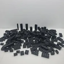Lego Parts Bricks - Lot Of 140 Black Bricks Assorted Sizes