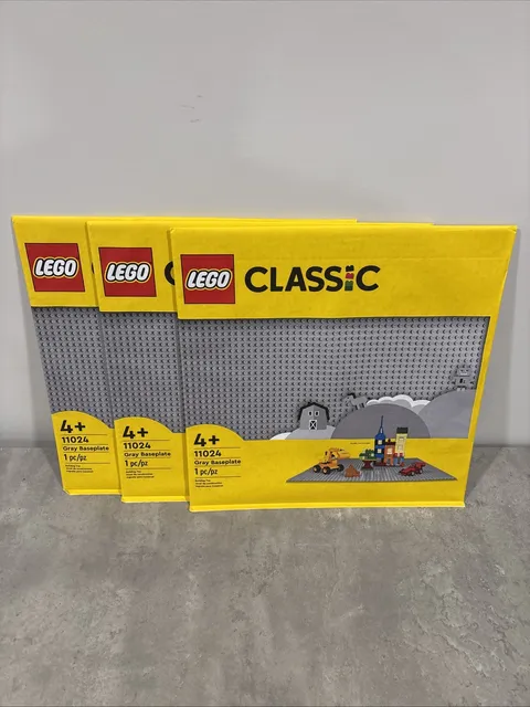 New LEGO 3-PACK Classic Gray Baseplate 48X48 (15” x 15”) Stud Foundation #11024