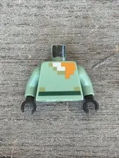 Lego Sand Green Torso Pixelated Shirt Olive Green Collar Minifigure