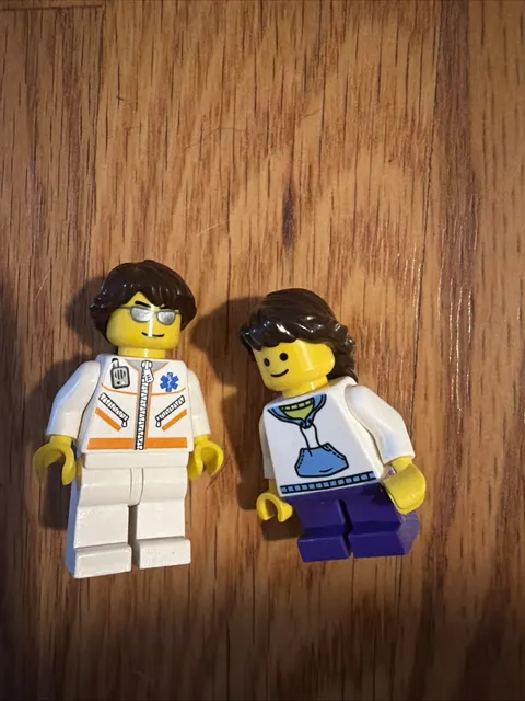 LEGO Minifigure Lot  Doctor And Nurse Set- Long Hair Braid Brown Glasses