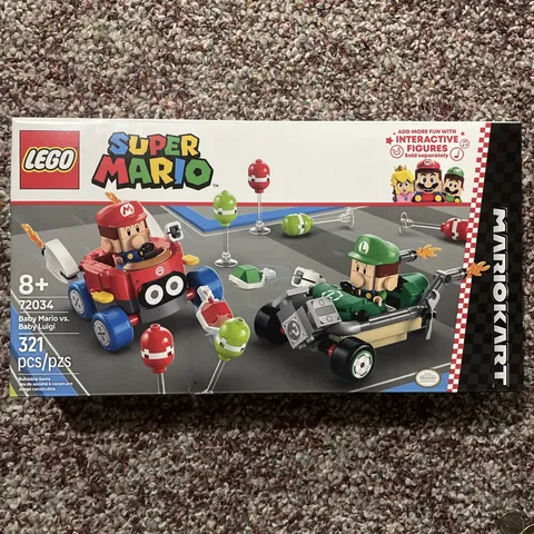 SEALED LEGO Super Mario Mario Kart Baby Mario vs. Baby Luigi 72034, 321 pcs