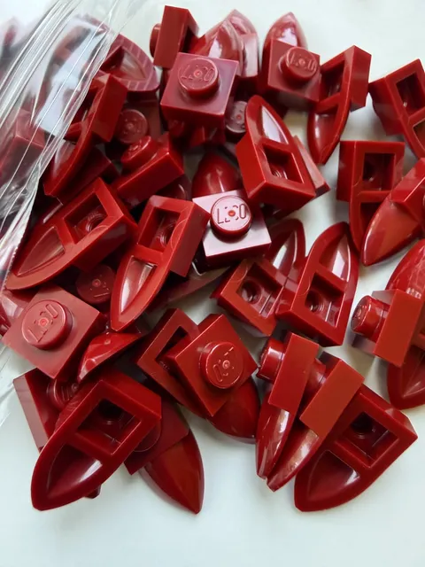 LEGO-NEW-#49668-DARK RED-1 X 1 PLATE MOD/ 1 X 1 W/ HORIZONTAL TOOTH-10 PIECES