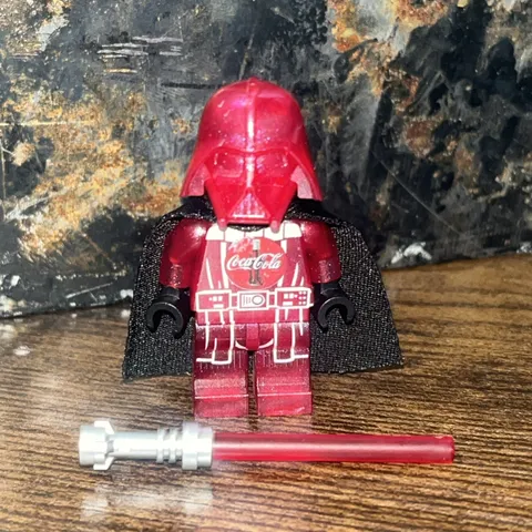 Custom Brickluv Coca Cola Satin Red Darth Vader - Printed on Official Lego RARE