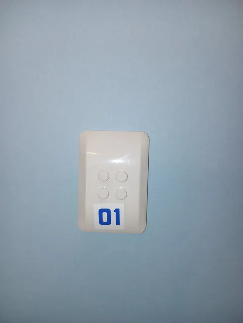 One Lego 98281pb007 w/Blue Number "01" sticker on White Quad Curved Wedge 6 by 4