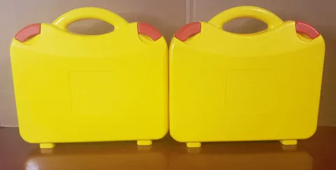 LEGO Orange Yellow Red Plastic STORAGE CARRYING CASES w/Dividers (LOT OF 2)