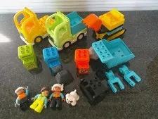 Large Lot of Duplo Trucks, Drivers and Accessories