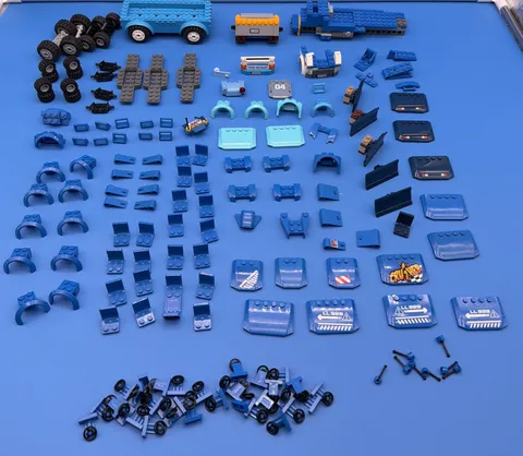 LEGO Bulk Lot BLUE 150+ Car Parts Pieces Hoods Steering Wheels Truck Police Seat